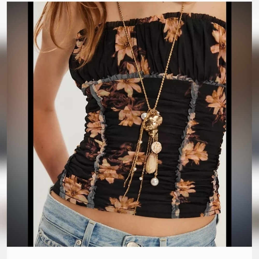 Free People Scottie printed tube top in Tropic night